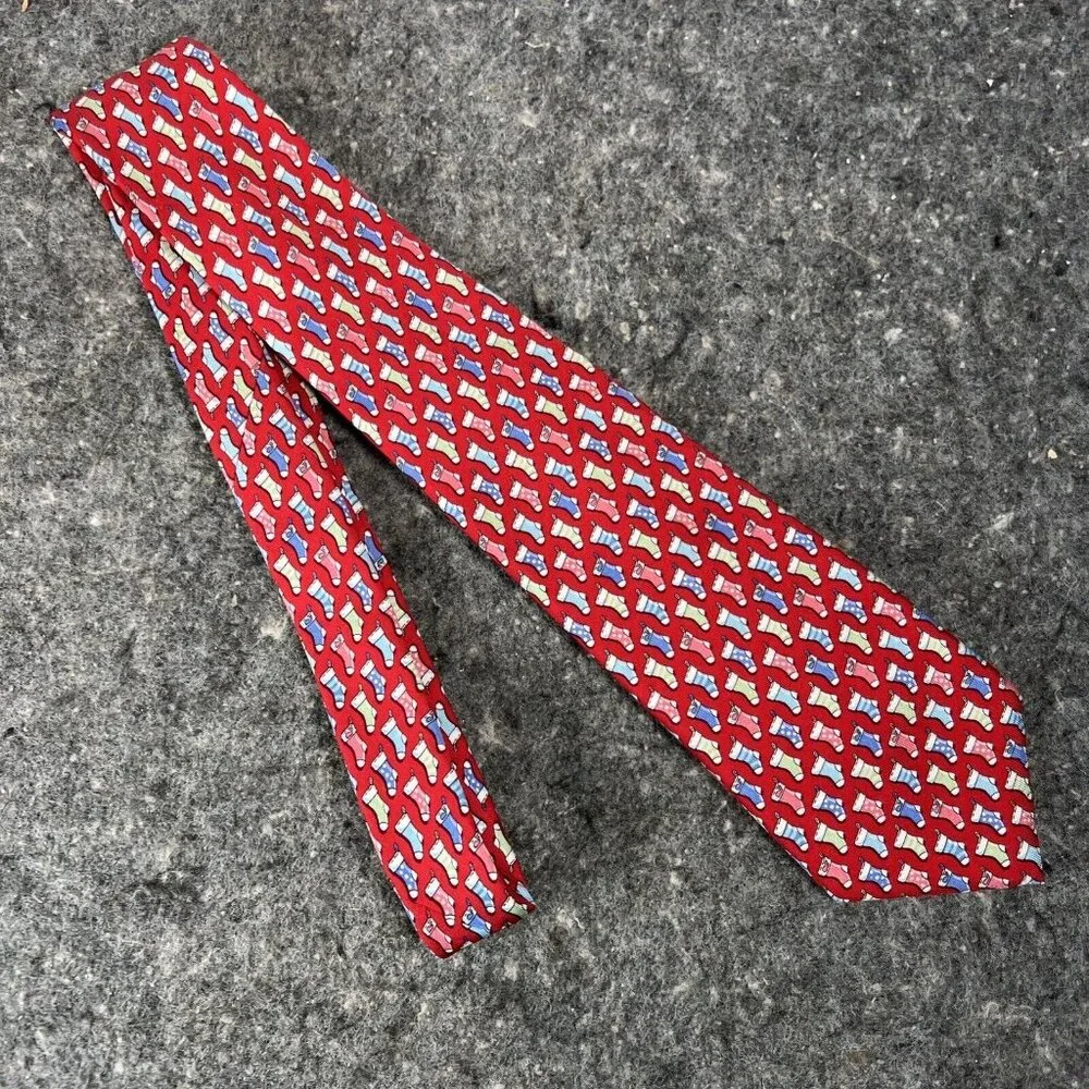 Vineyard Vines Boys / Short Mens Tie Red Christmas Stockings ~50